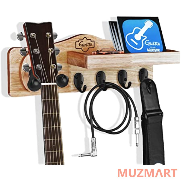 Guitto GGS-09 Настенный держатель для гитары (крюк), с крючками и полкой