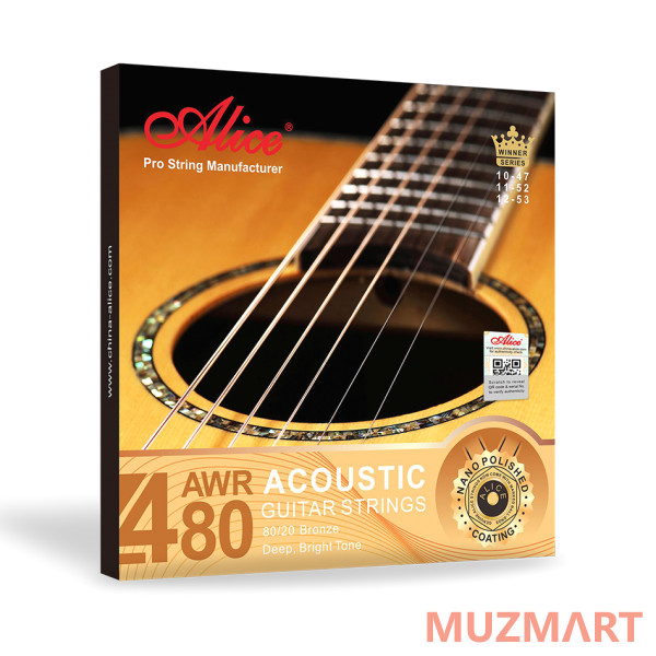 Alice AWR480-XL Комплект струн для акустической гитары, бронза 80/20, 10-47