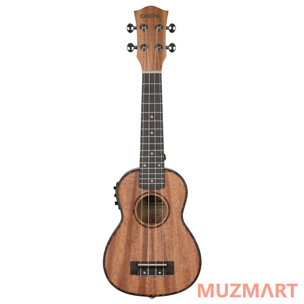 Cascha HH-2026E Mahogany Series Укулеле сопрано со звукоснимателем, с чехлом, цвет натуральный