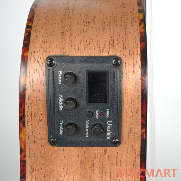 Cascha HH-2026E Mahogany Series Укулеле сопрано со звукоснимателем, с чехлом, цвет натуральный