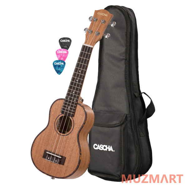Cascha HH-2026L Mahogany Series Укулеле сопрано, леворукая, с чехлом, цвет натуральный