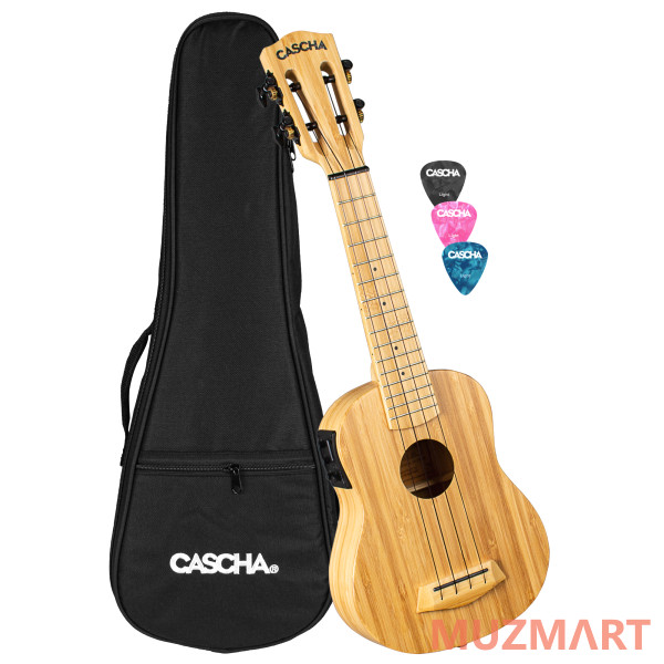 Cascha HH-2312E Bamboo Series Укулеле сопрано со звукоснимателем, с чехлом