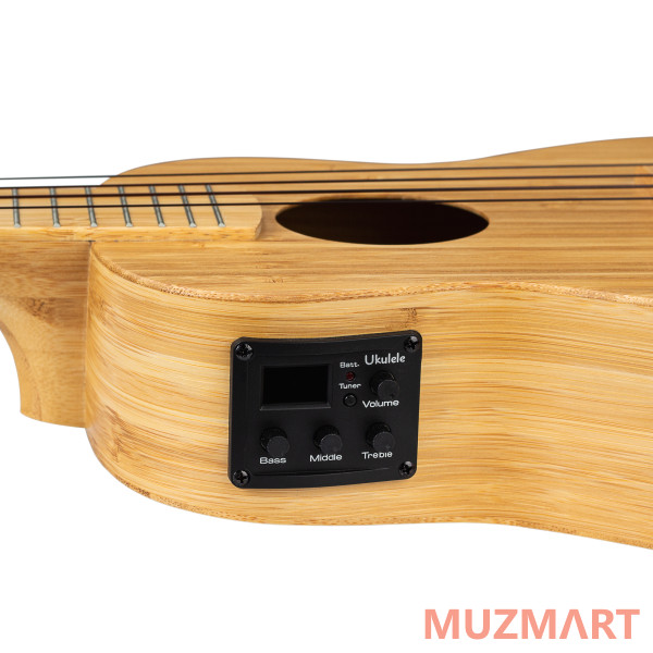 Cascha HH-2312E Bamboo Series Укулеле сопрано со звукоснимателем, с чехлом