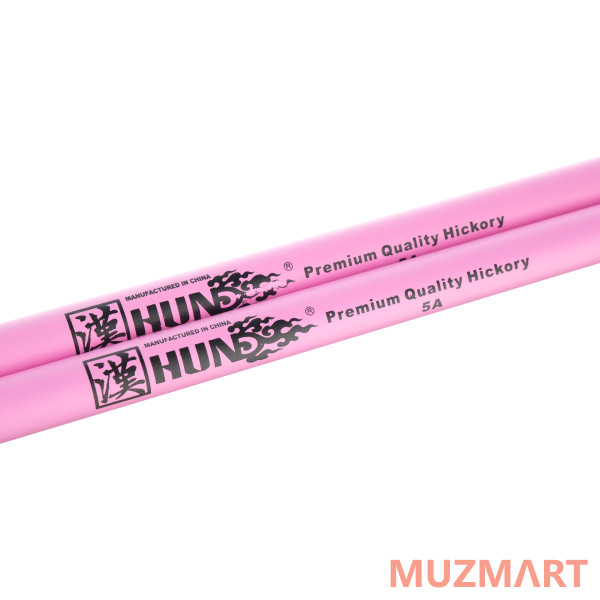 HUN 1010100201005 Colored Series 5A PINK Барабанные палочки, орех гикори, розовые