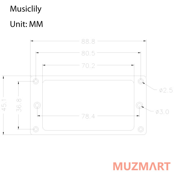 Musiclily MX0643-2 Рамка звукоснимателя, прямая, хром, 2шт