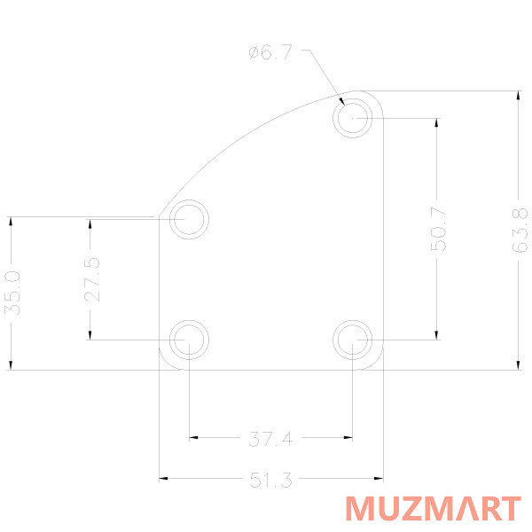 Musiclily MX0882CR Пластина крепления грифа, хром