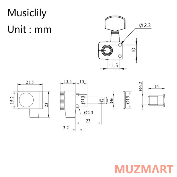 Musiclily MX1720CR-6 Колки для гитары, 6л, локовые, хром, 6шт