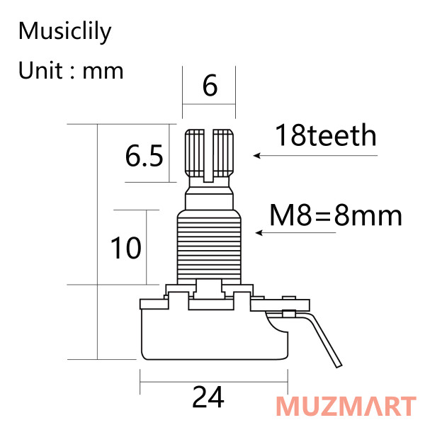 Musiclily MX1962-2 Потенциометр B25K (лин), 2шт
