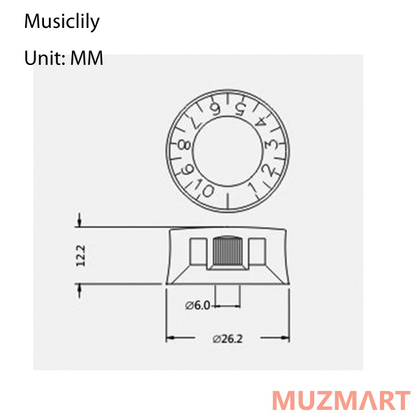 Musiclily M145-4 Ручка потенциометра LP Style, метрическая, золото (4шт в комплекте)