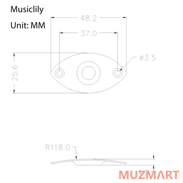 Musiclily M771 Накладка выходного разъема гитары, овальная, хром