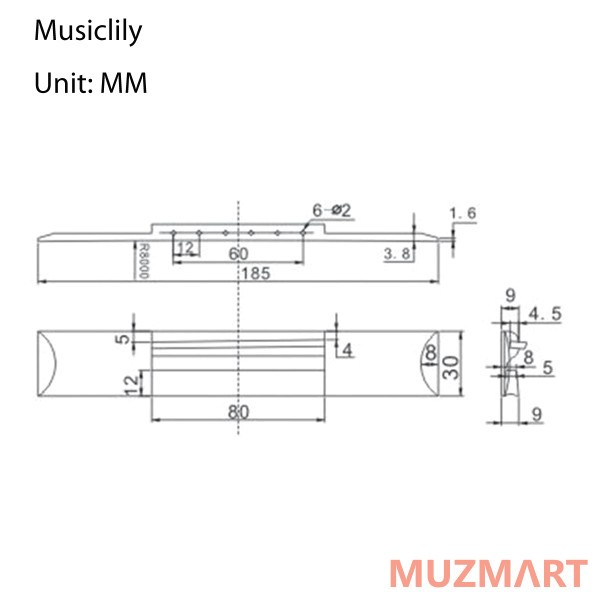 Musiclily M218 Бридж для классической гитары, палисандр