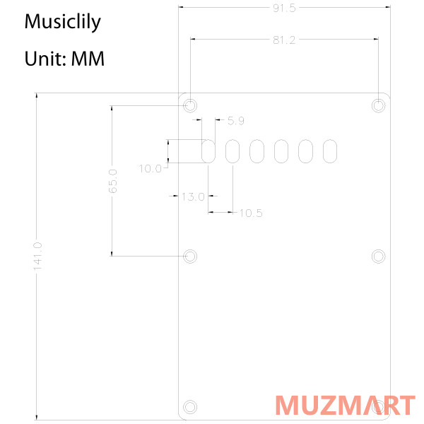 Musiclily M654 Задняя крышка для Squier, 3 слоя, белая