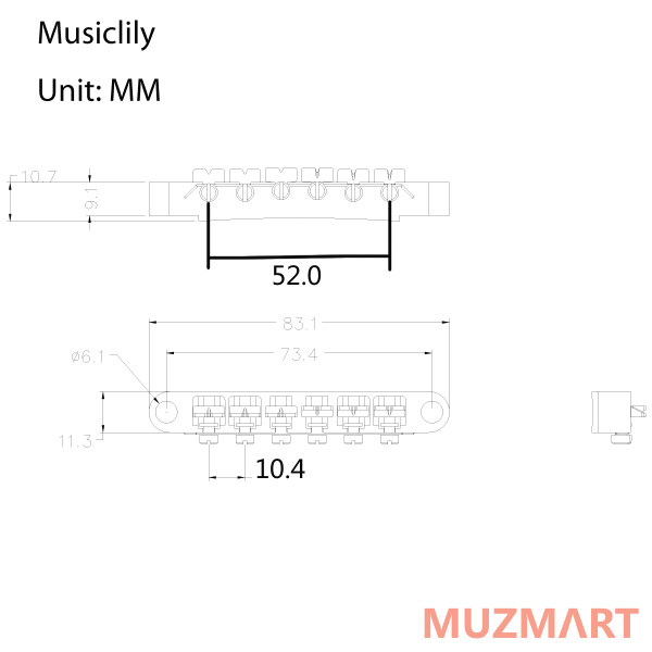 Musiclily M678 Бридж Tune-O-Matic и стоп-бар для Gibson Les Paul, черный