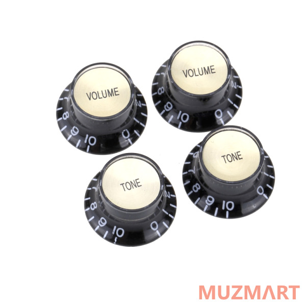 Musiclily MX1566BK-2-MX1568BK-2 Комплект ручек потенциометров (2+2), Les Paul, черные