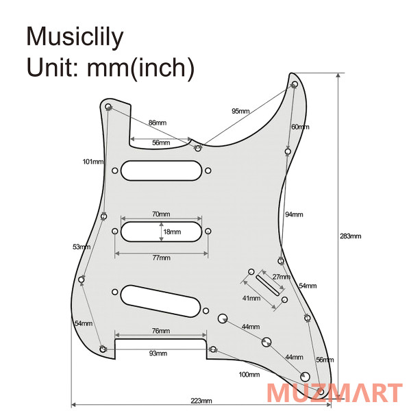 Musiclily MX1388BK Защитная накладка гитары Fender Stratocaster SSS, 3 слоя, черная