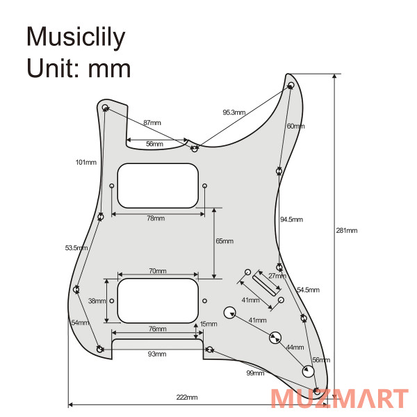 Musiclily MX2248DT Защитная накладка электрогитары Fender Stratocaster HH, 4 слоя, черепаший панцирь