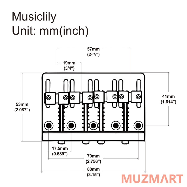 Musiclily MX1894CR Бридж для бас-гитары Precision/Jazz Bass, хром