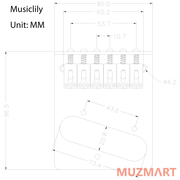 Musiclily MX0823BK Бридж для электрогитары Telecaster, черный