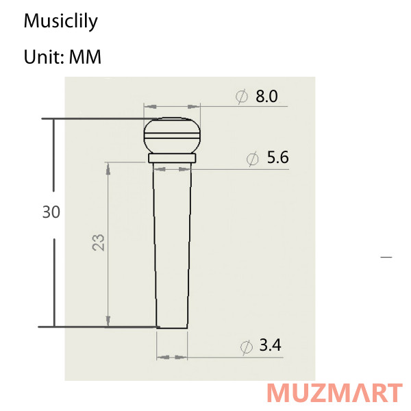 Musiclily MX0742-6 Фиксатор струны для гитары, черное дерево, с точкой, 6шт