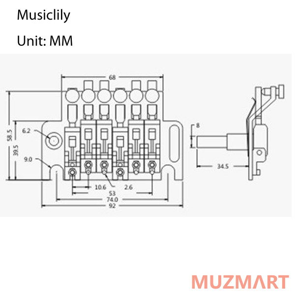 Musiclily M211 Бридж тремоло, с топ-локом, хром