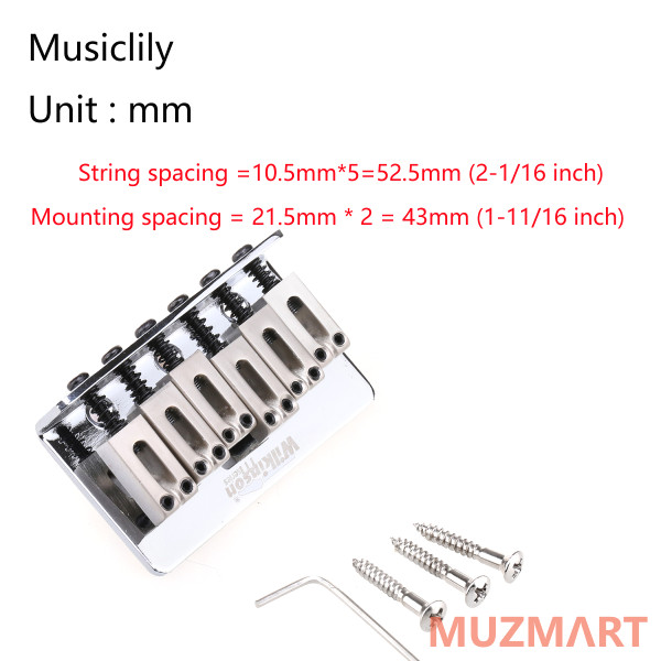 Musiclily MX1809CR Бридж Wilkinson для Squier/Mexico Fender Strat, хром