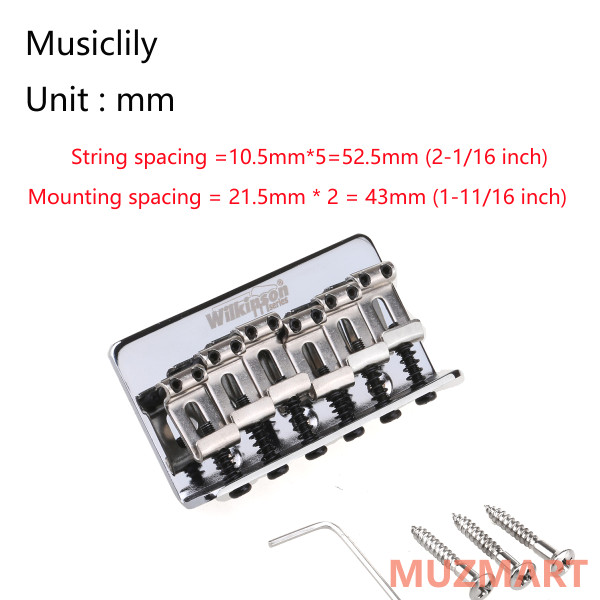 Musiclily MX1810CR Бридж Wilkinson для Squier/Mexico Fender Strat, хром