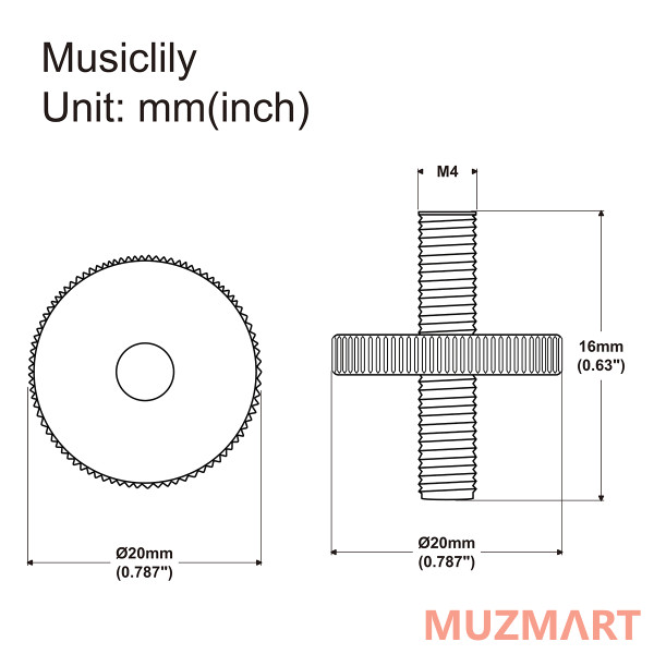 Musiclily MX2210BK Опоры бриджа Tune-O-Matic ABR-1, 2шт, черные