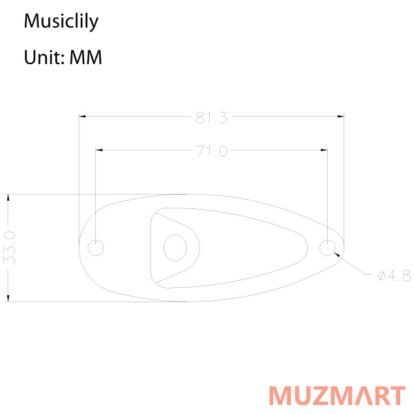 Musiclily MX0850CR Накладка выходного разъема гитары, лодочка, хром