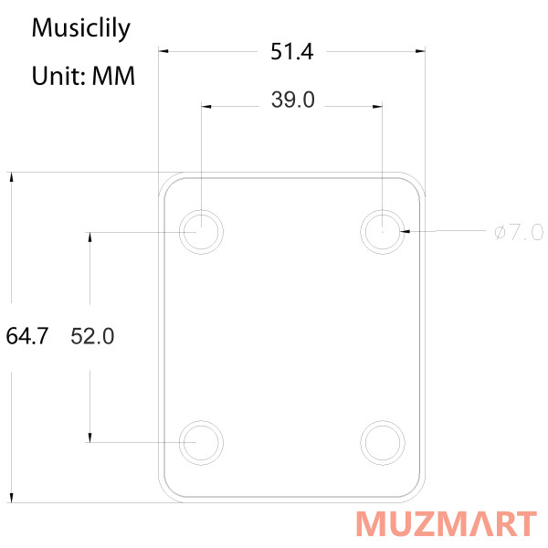Musiclily M190 Пластина крепления грифа, черная