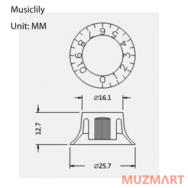Musiclily MX0614 Ручка потенциометра Gibson Style, метрическая, прозрачная, 4 шт