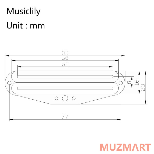 Musiclily M533 Звукосниматель магнитный хамбакер, рельсовый, черный