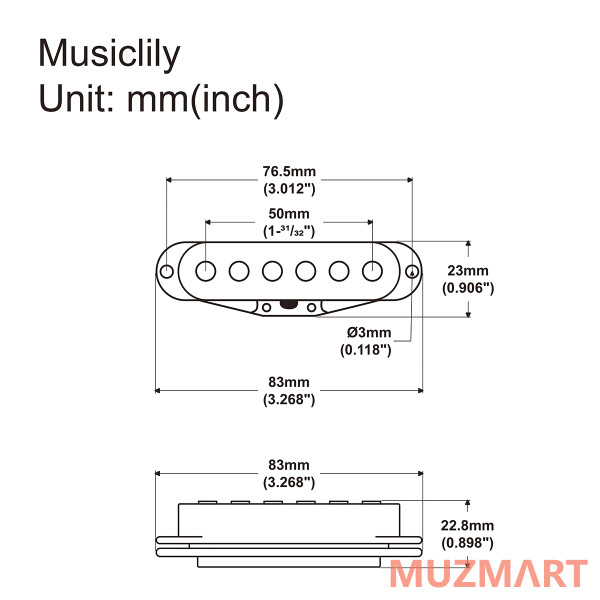 Musiclily MX2295WH Звукосниматель магнитный сингл, для Fender Strat, нековый, белый