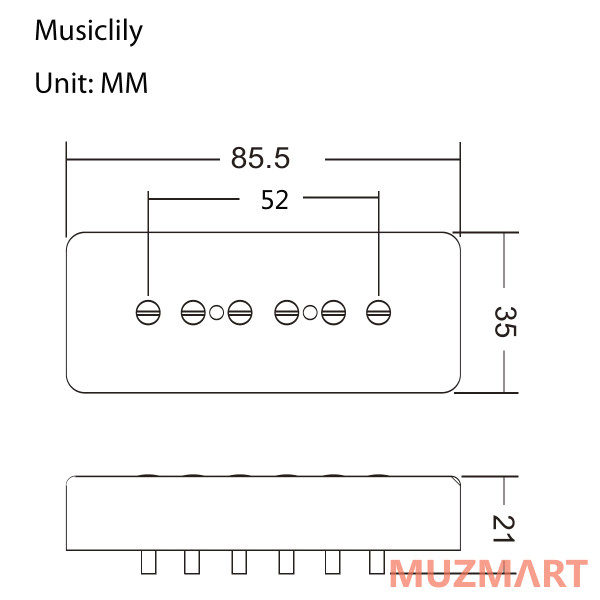Musiclily MX1256 Звукосниматель магнитный сингл, для LP SG, бриджевый, кремовый