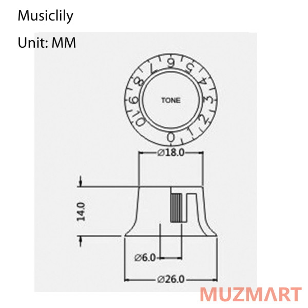 Musiclily M143-2M490-2 Комплект ручек потенциометров 2+2, Gibson Style, черные