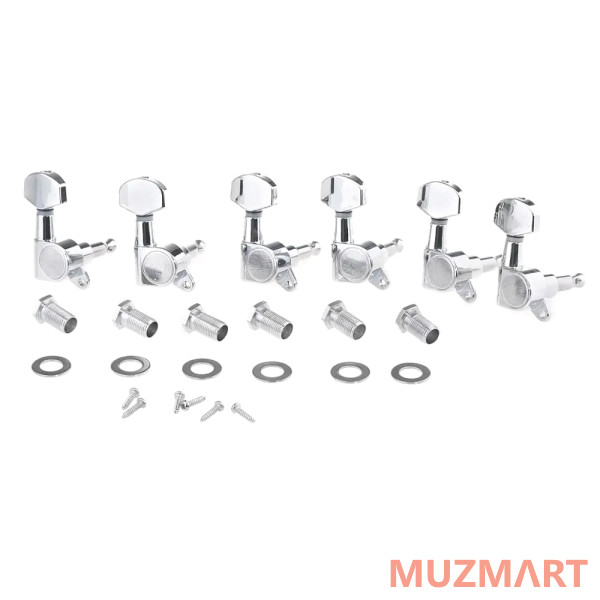 Musiclily M756-6 Комплект колков для гитары, 6 правых в ряд, хром