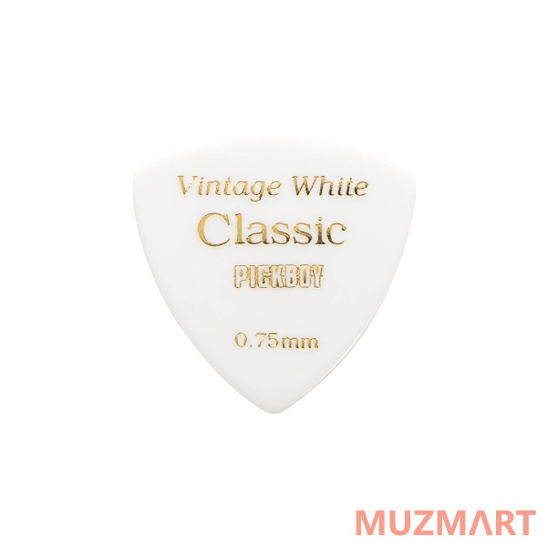 Pickboy GP-04W/075 Celluloid Vintage Classic White Медиаторы 50шт, толщина 0.75мм
