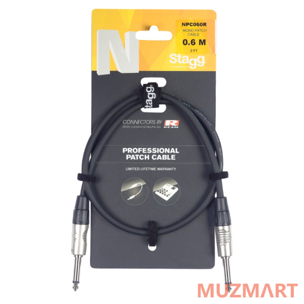 Stagg NPC030R гитарный патч шнур, jack-jack