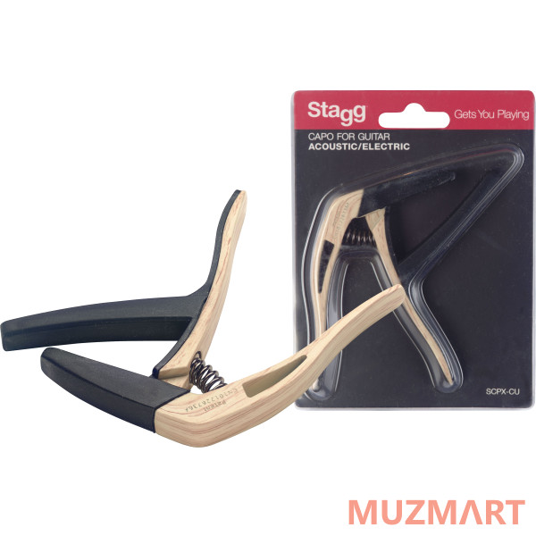 Stagg SCPX-CU CLWOOD Каподастр для акустической и электрогитары