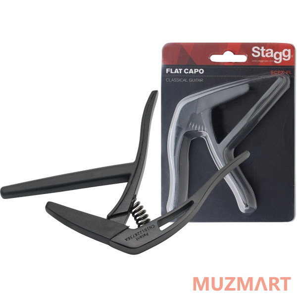 Stagg SCPX-FL BK Плоский каподастр для классической гитары