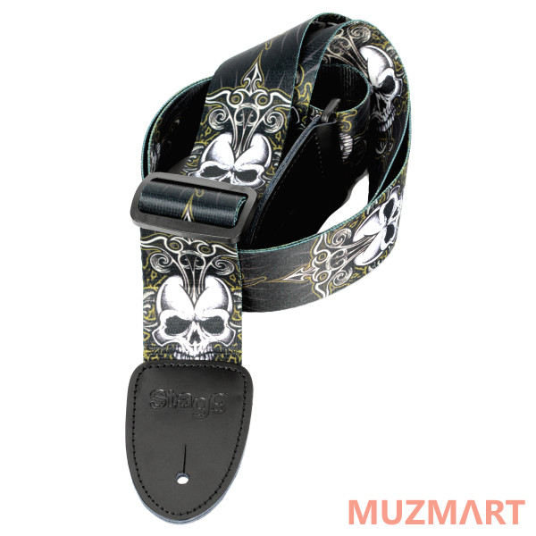 Stagg STE BLACK SKULL ремень для гитары из терилена