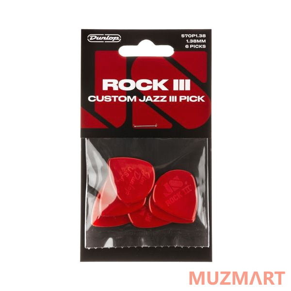 Dunlop 570P138 Rock III Custom Jazz lll 6Pack Медиаторы