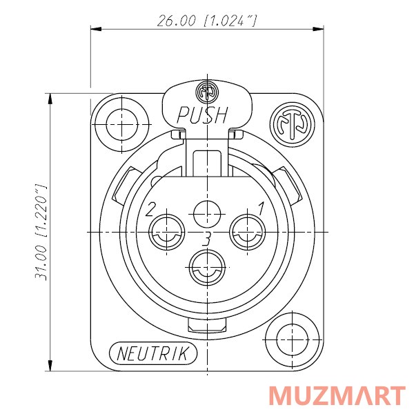 Neutrik NC3FD-H Разъем XLR female панельный