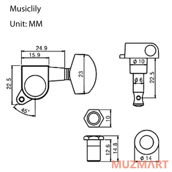 Musiclily MX1630CR-3MX1631CR-3 Колки для гитары, 3+3