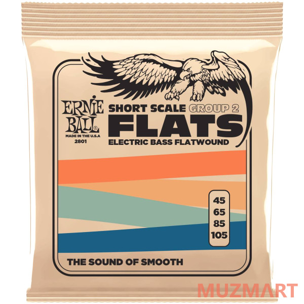 Ernie Ball 2801 Flatwound Group 2 Short Scale 45-105 Струны для бас-гитары