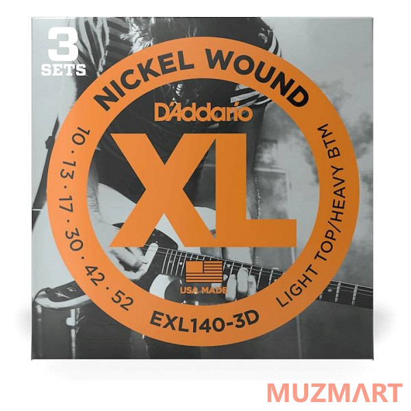 D'Addario EXL140-3D Струны для электрогитары, 3 комплекта в упаковке