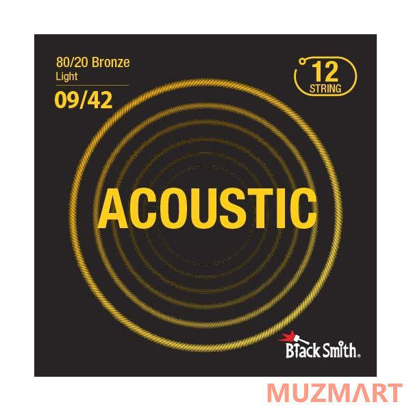 BlackSmith 80/20 Bronze Light 9/42 12 String Струны для 12-струнной акустической гитары