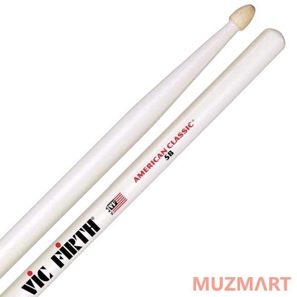 Vic Firth 5BW барабанные палочки белого цвета, тип 5B