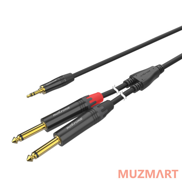 Roxtone PACC280/3 Аудио кабель, 3,5мм stereo Jack - 2x6,3мм mono Jack, 3м.