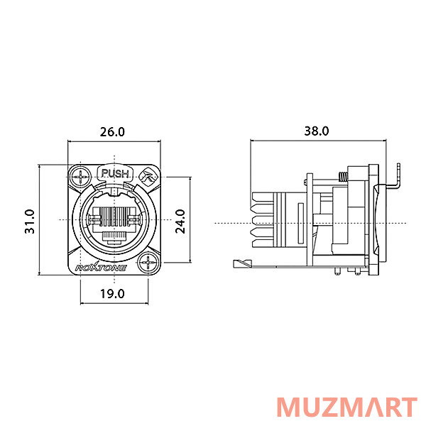 Roxtone RE8FD5I Разъем RJ45 панельный