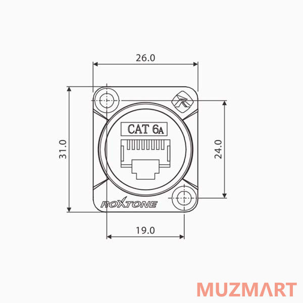 Roxtone RAE8FD-C6A-S (Grounded version) Панельный разъем RJ45(CAT6a), версия с заземлением